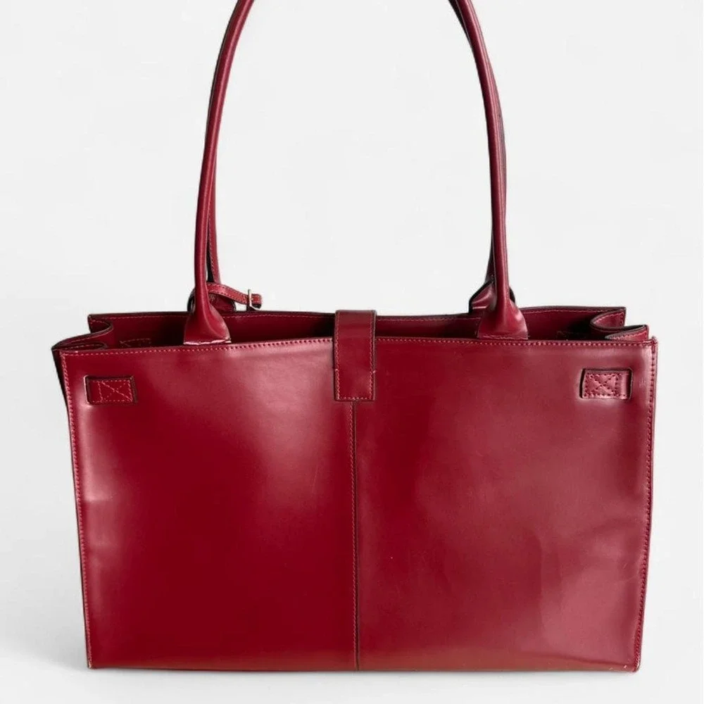 Vintage Wilson's Leather red leather structured tote bag